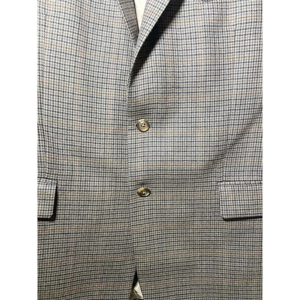 Lauren Ralph Lauren Mens Taupe Multicolor Houndstooth Blazer Size 46L Sport Coat